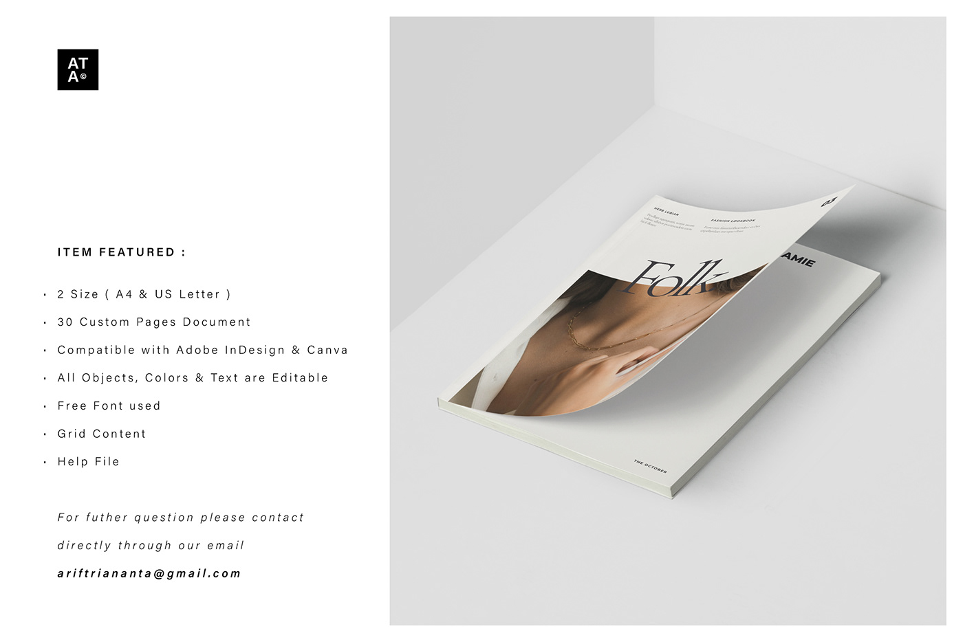 print printable template magazine catalog Layout minimalist Fashion  Lookbook creativemarket