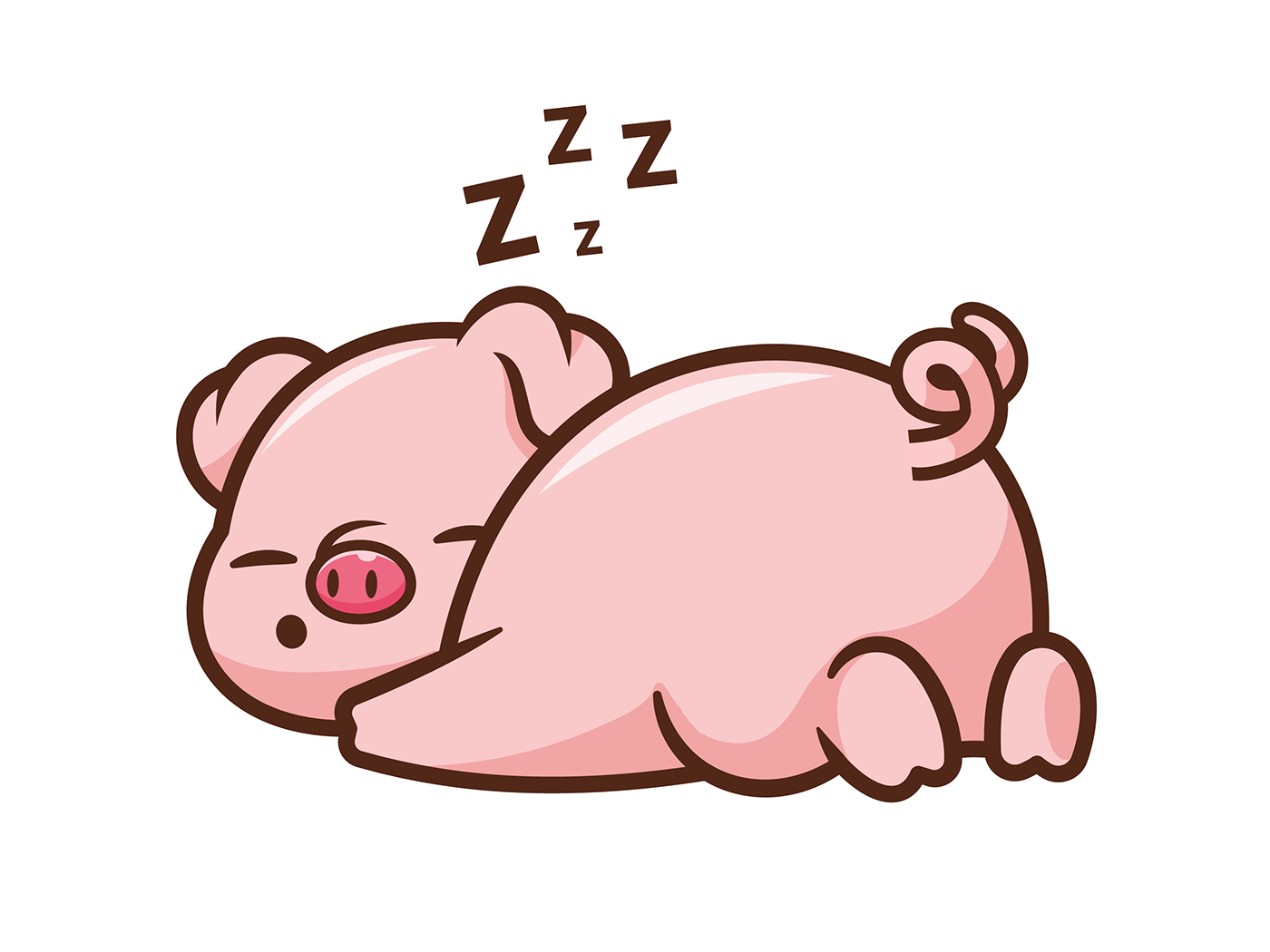 ILLUSTRATION  Icon logo cute animals pig sleeping activity dream lay on