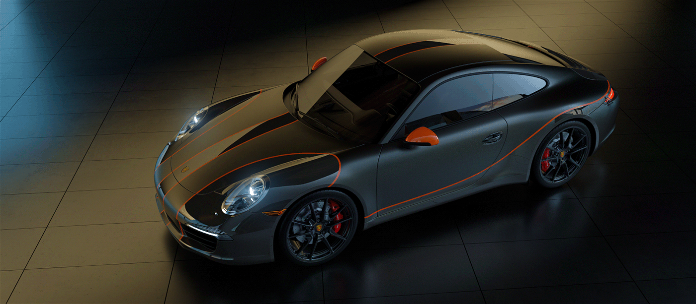 3D automotive   car CGI digital light photo Porsche Render