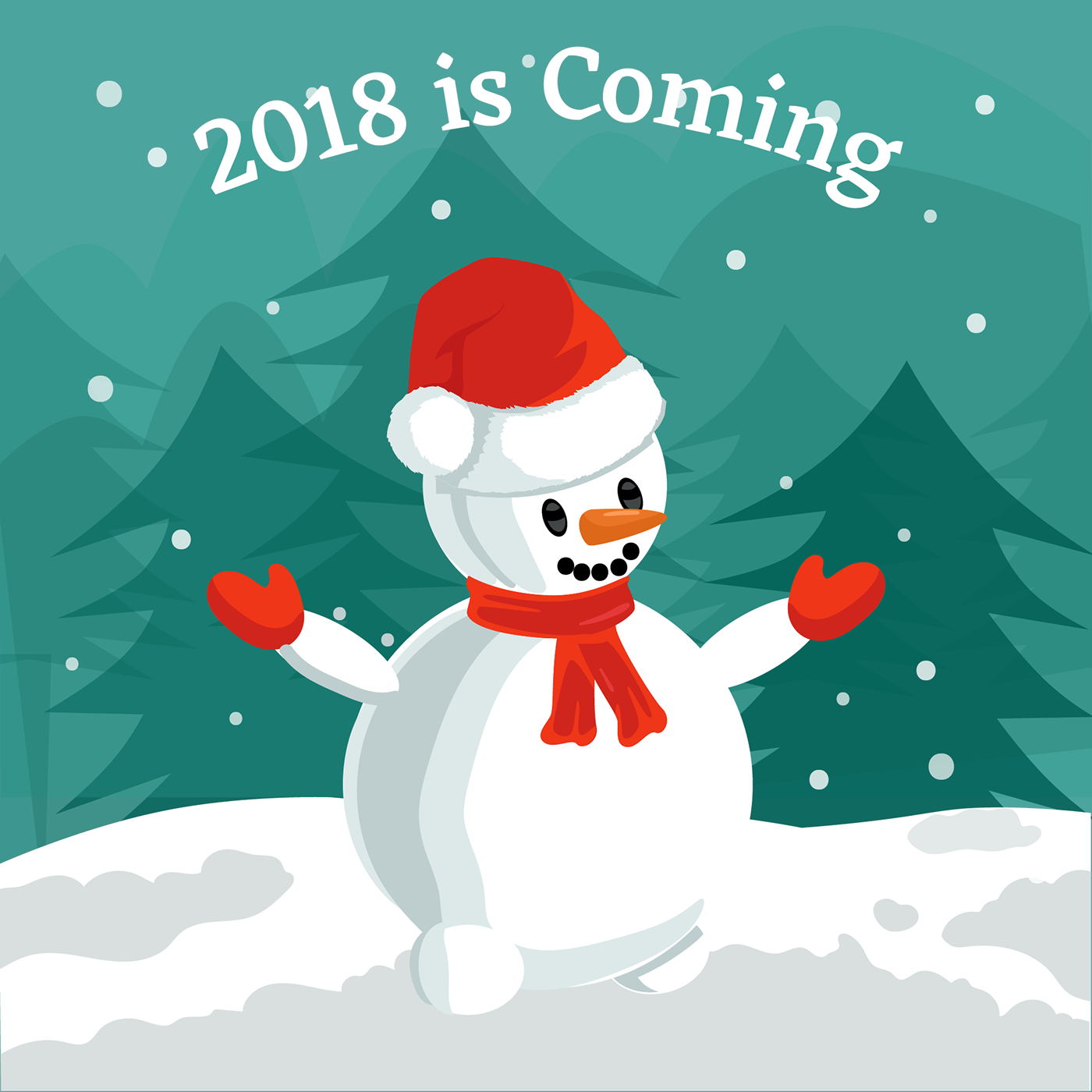 draw ILLUSTRATION  new year background year 2018 graphic design  creating snowman snow
