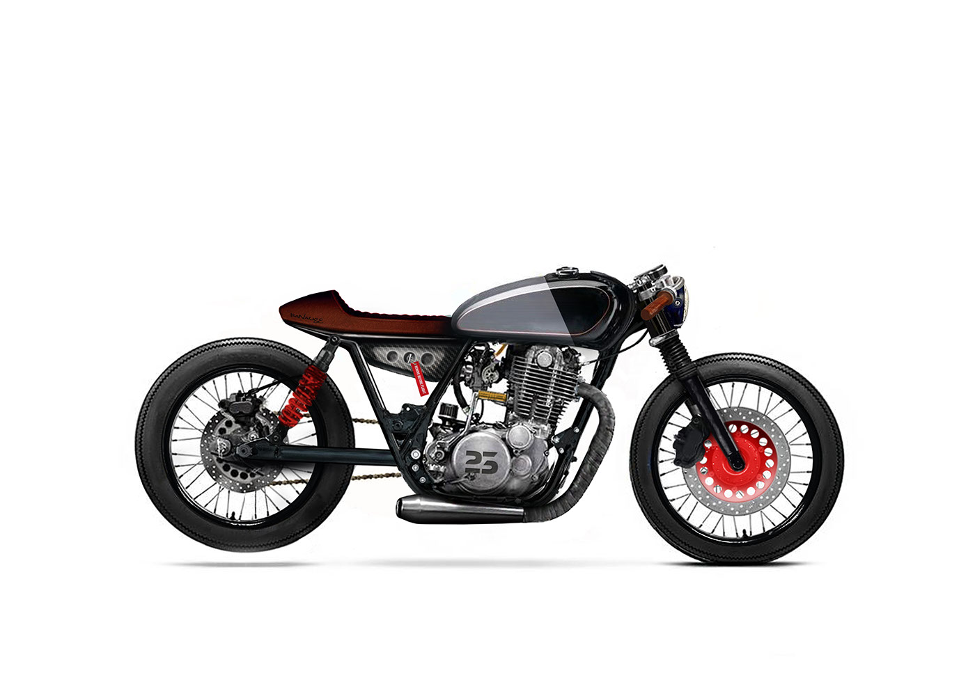 yamaha Custom Motorcycle 1/8 Mile cafe racer sr500 classic bike race Custom carbon scrambler