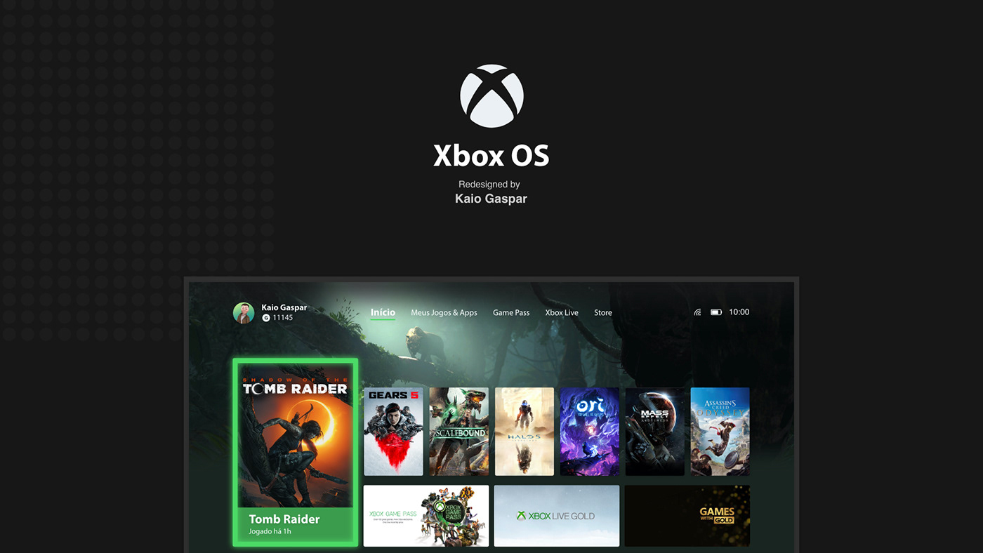 dashboard fluent design graphic design  Microsoft UI/UX user interface videogame xbox xbox one Xbox Series X