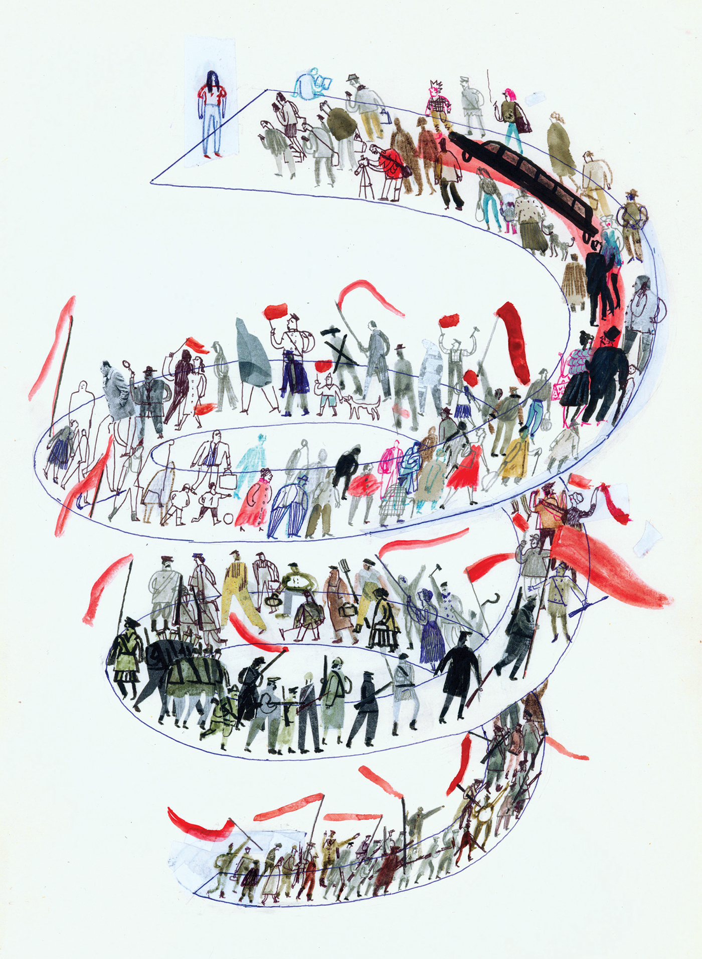ILLUSTRATION  political illustration Drawing  mixed media October Revolution SSSR Adobe Portfolio