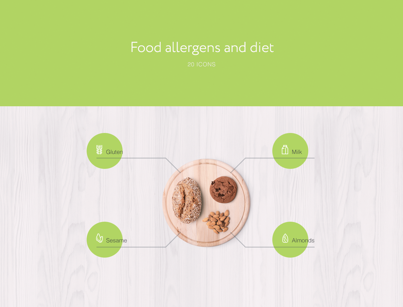 Food  Allergen allergy diet nutrition Icon simple line nuts Health
