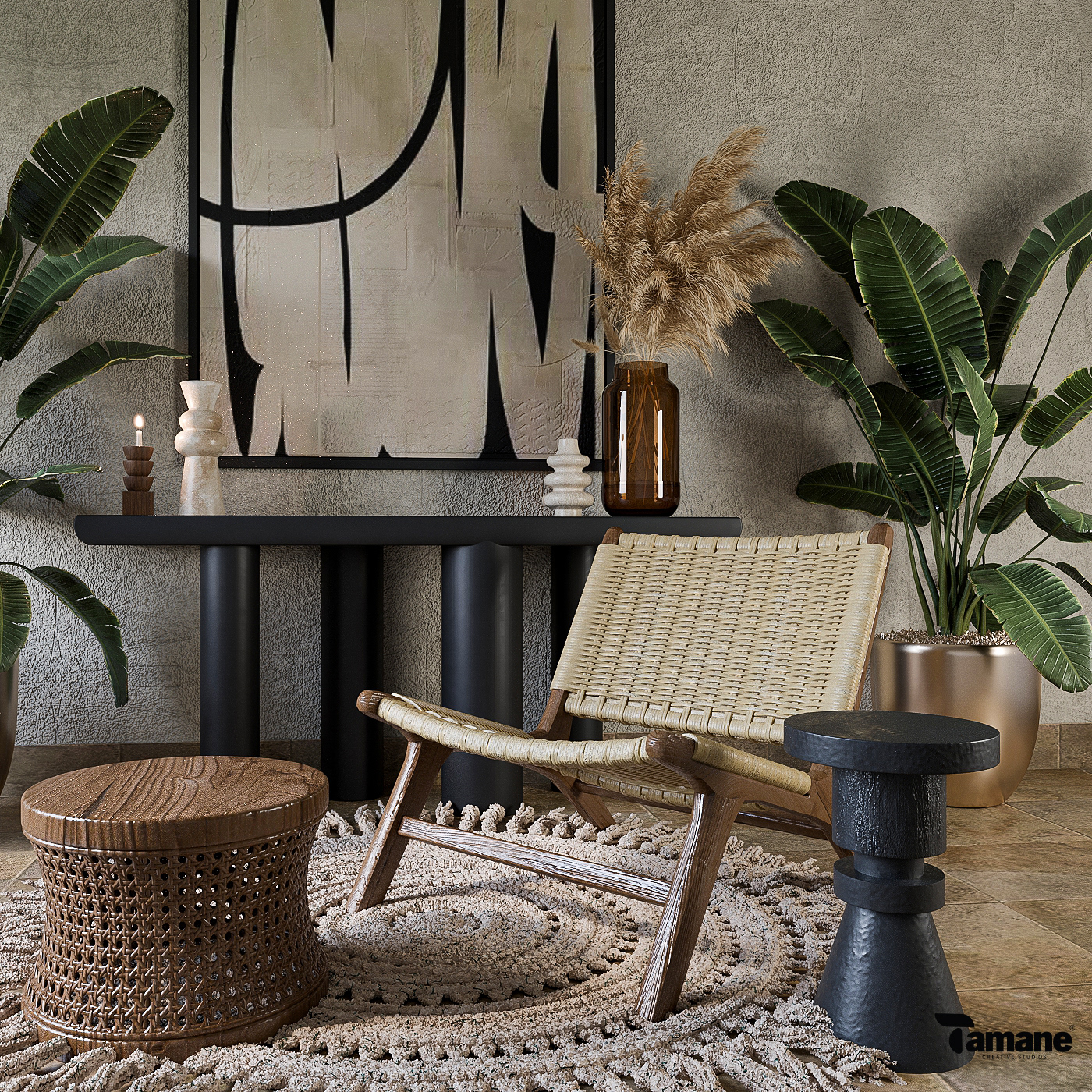 furniture interior design  3d modeling 3D Visualization Render cinema 4d corona render  afrochic