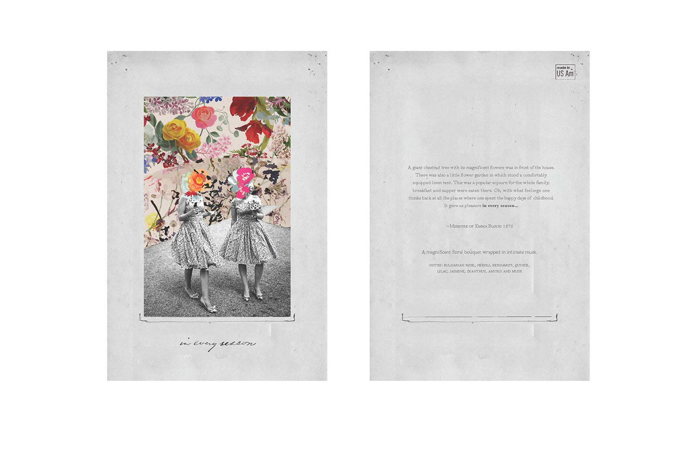 graphic design  ILLUSTRATION  collage floral perfume Fragrance blocki
