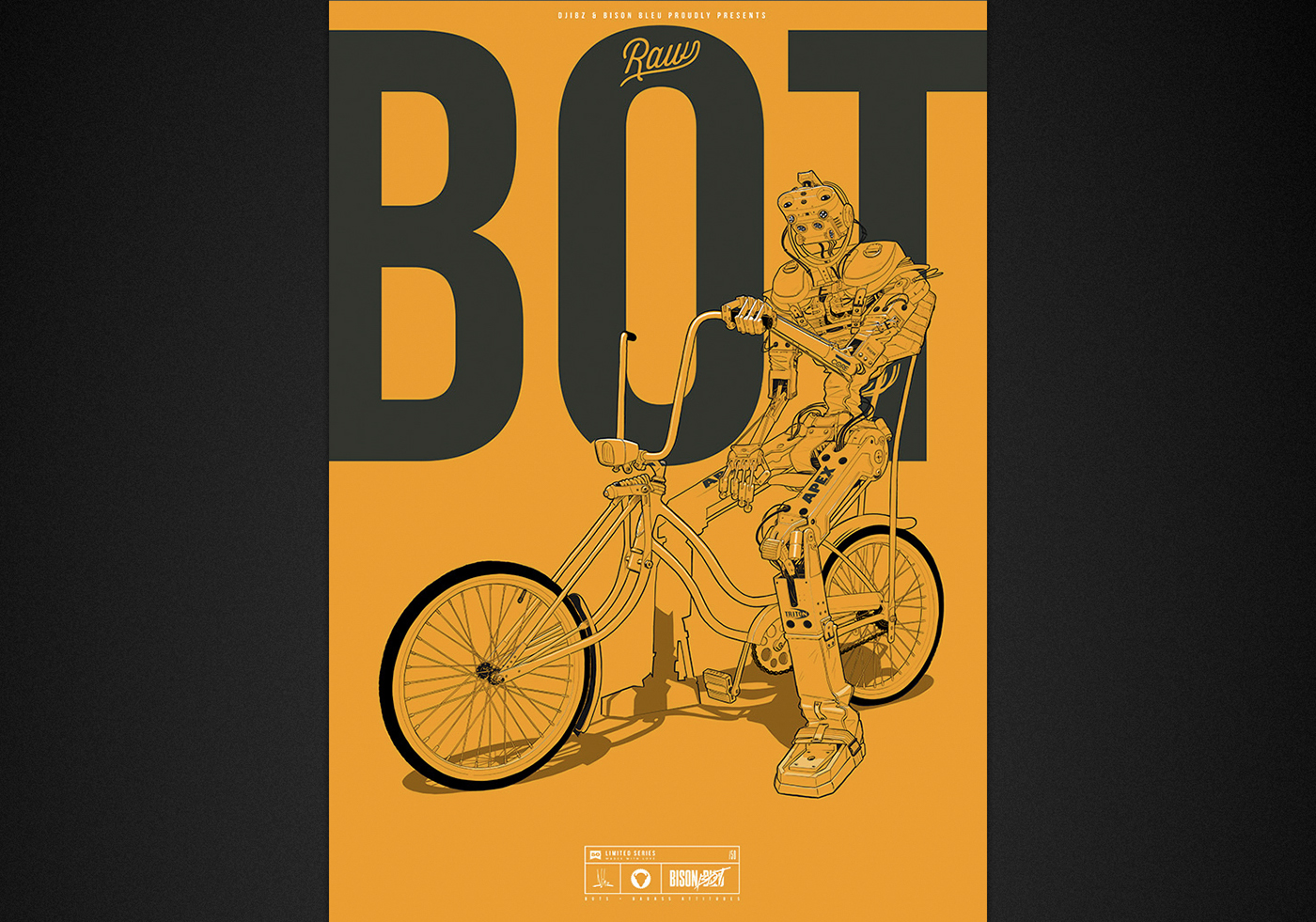 robot Bike poster print limited serie cool attitude raw bot Mechas mech dog Pittbull