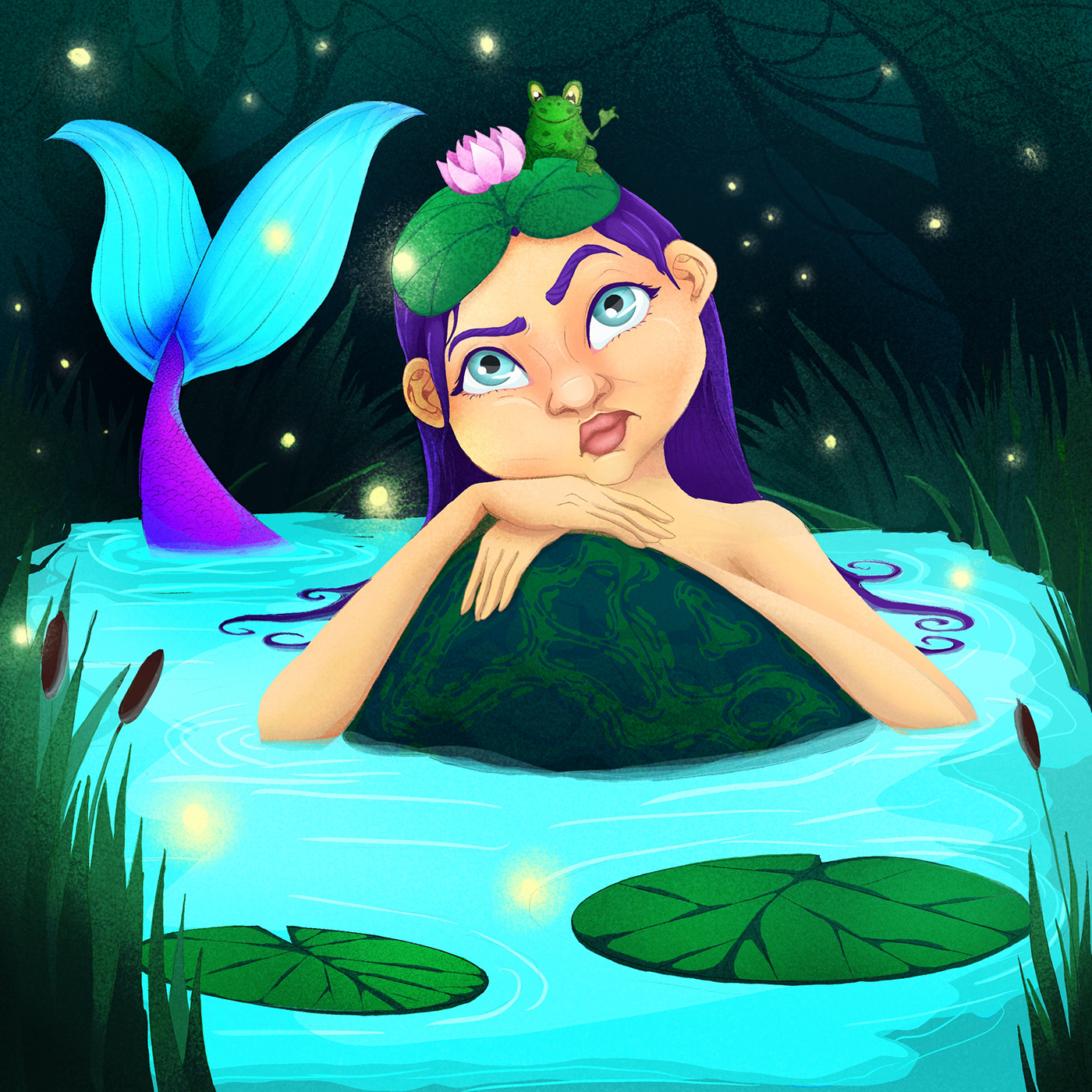 Child art children's book Digital Art  digital illustration fantasy forest Magic   mermaid Nature painting  