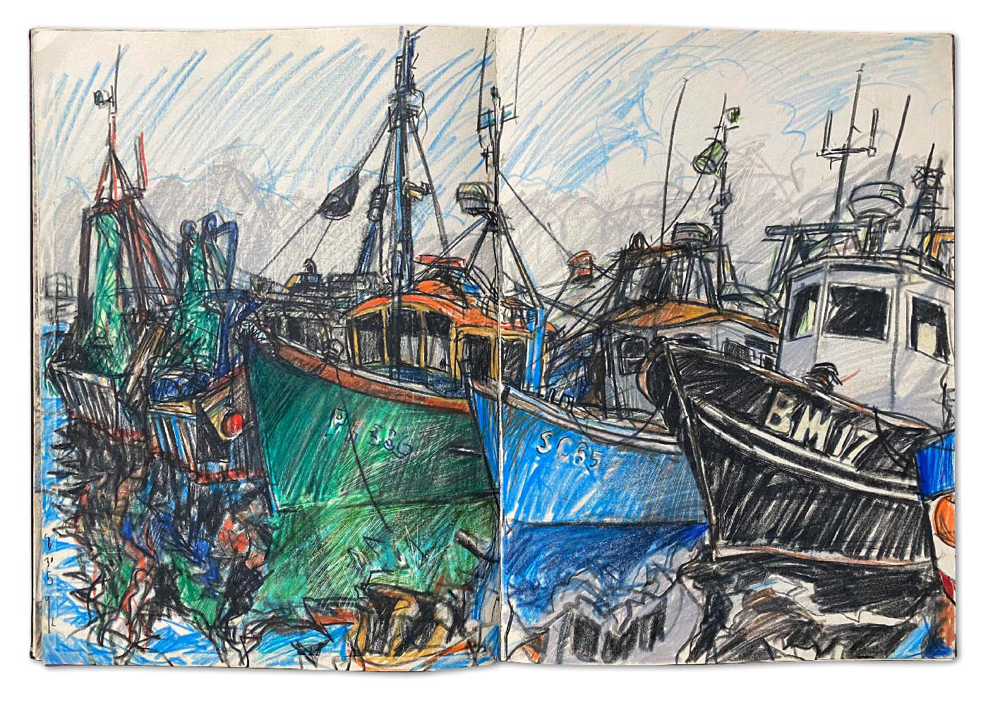 Boats cornwall drawings harbour Plymouth sketch sketchbook Travel