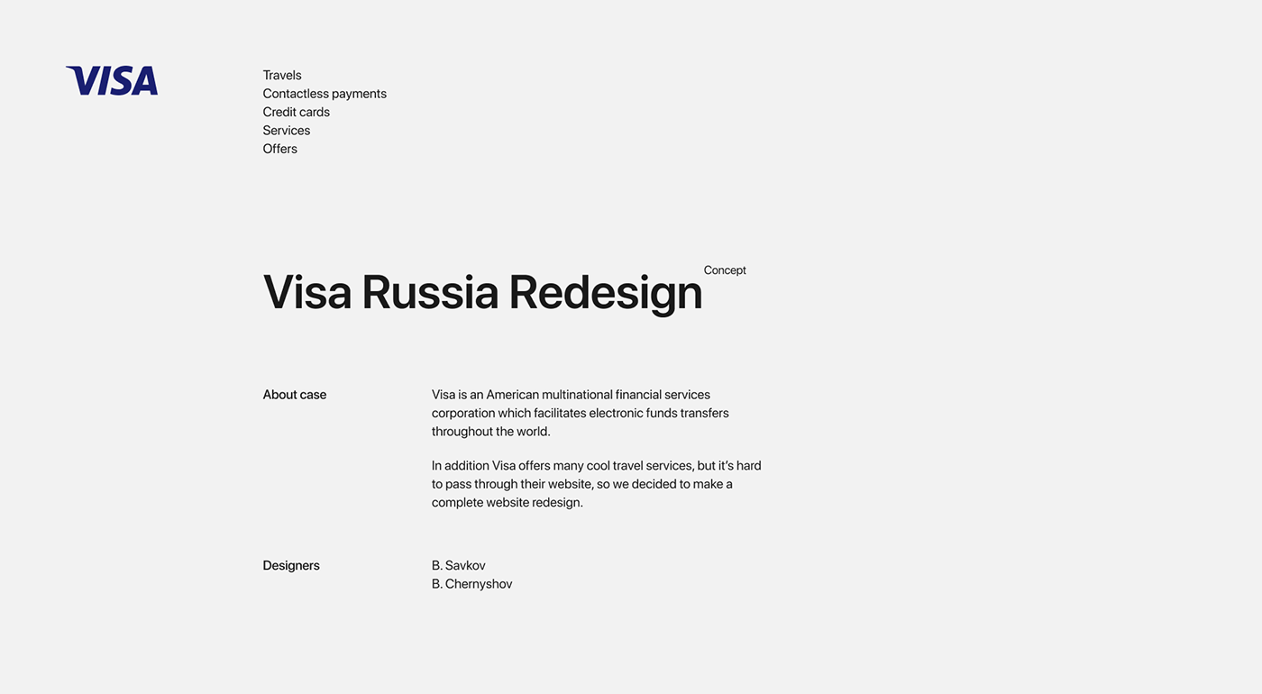 Web redesign concept Adobe XD Visa blue credit card payment uiux landing