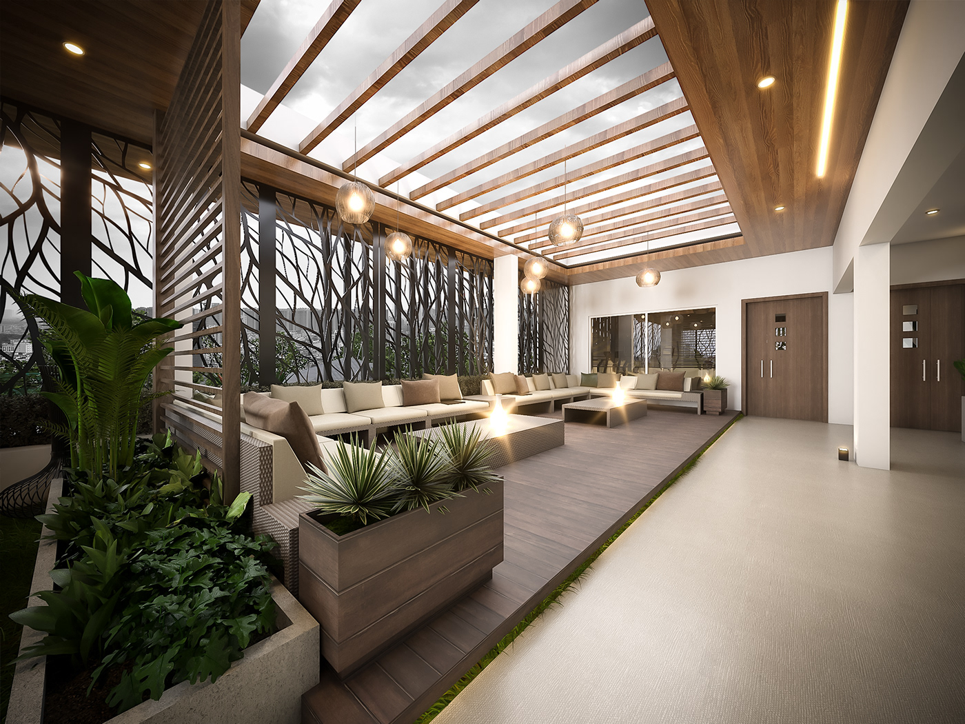 residential terrace architecture modern exterior vray archviz visualization 3D