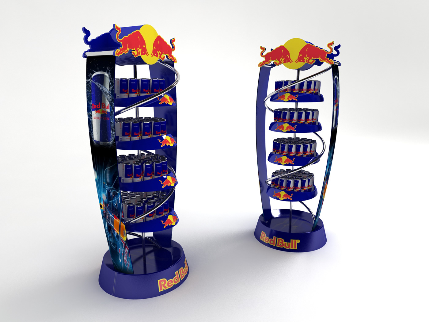 Floor Stand Red Bull Exhibition Design  helix pop