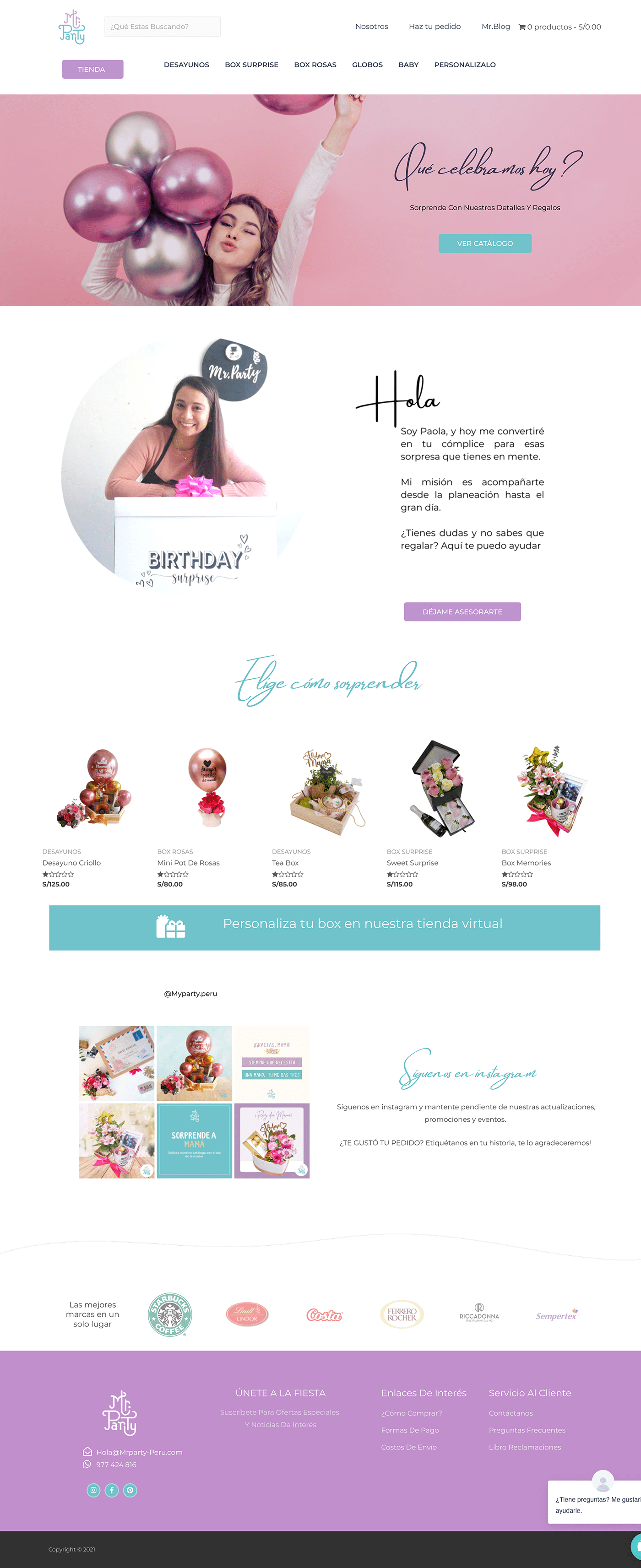 arreglos personalizados Ecommerce fiestas globos rediseño web regaleria regalos