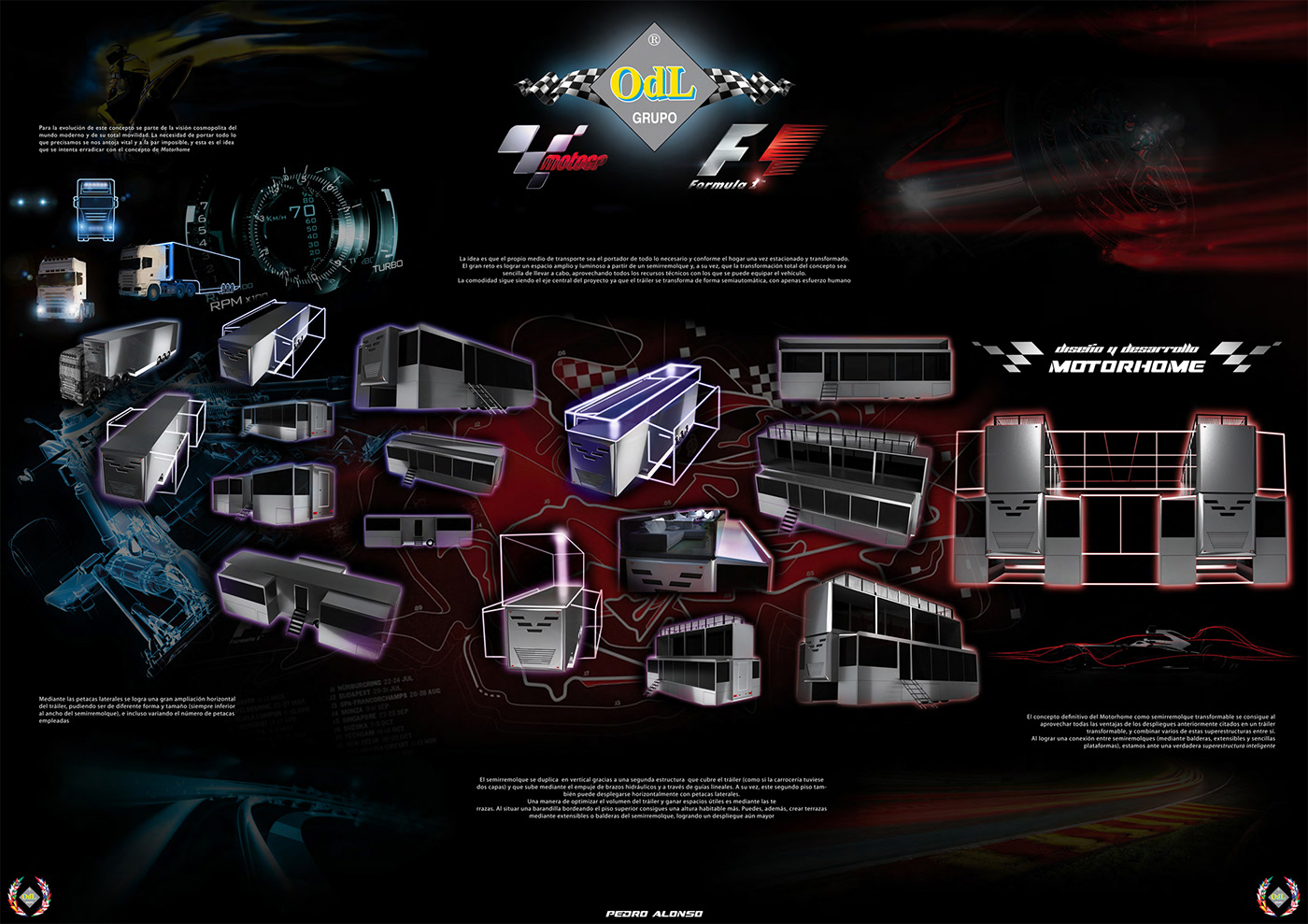 MOTORHOMES concept transformable truck motogp f1 product design  industrial design  Render racer Transformers