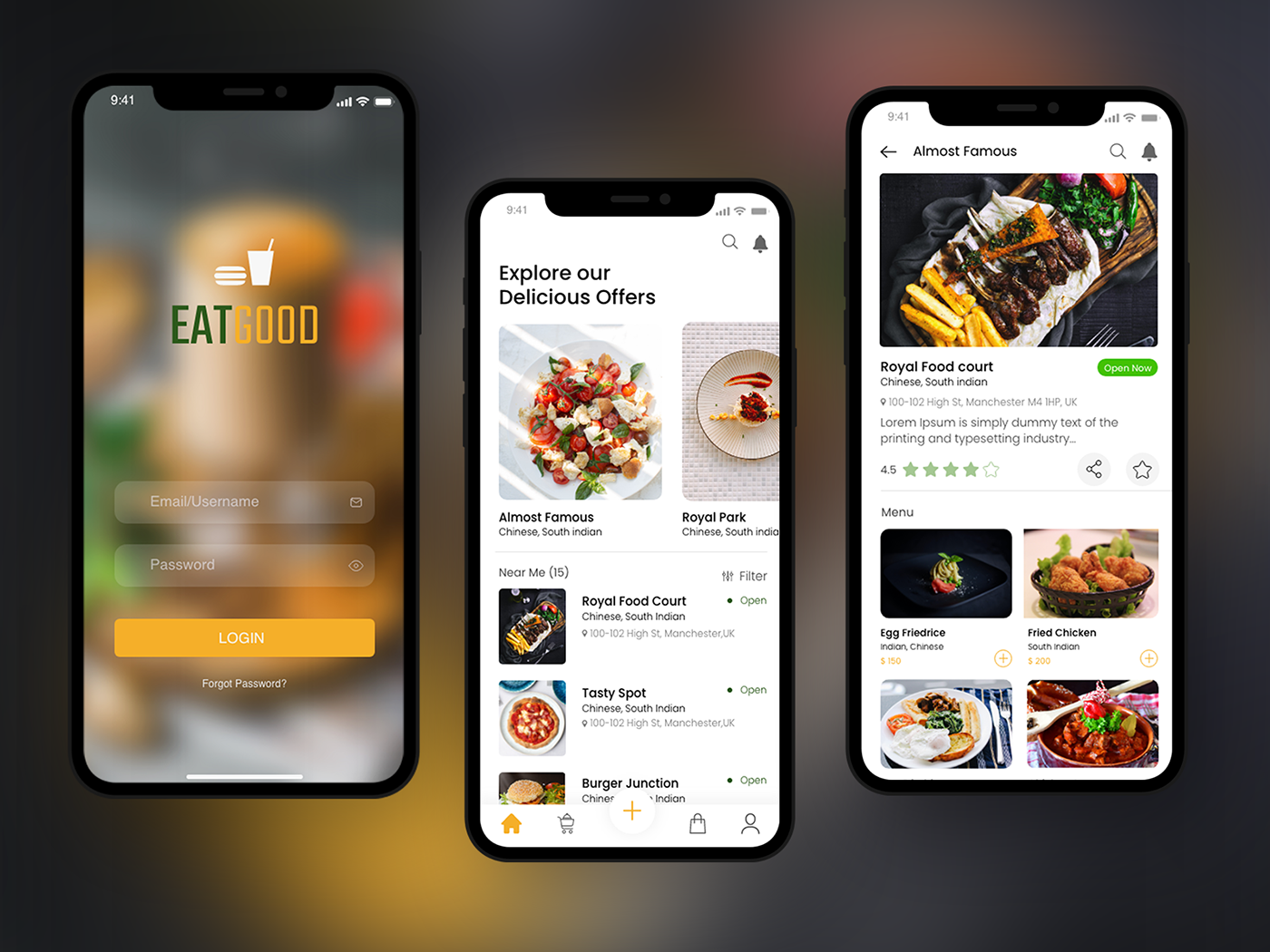 app design Food  free freeweb mobile template UI ux xD