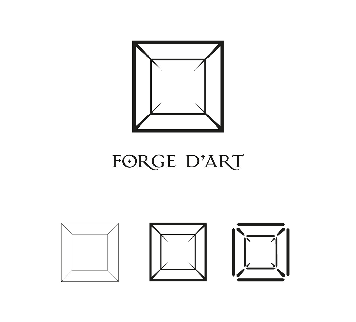 art forge forme logo noir et blanc Nombre d'or Typographie Vecteur identité carré