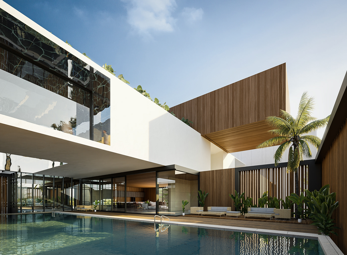 3D architecture CG CGI design house Interior Render Tropical visualization
