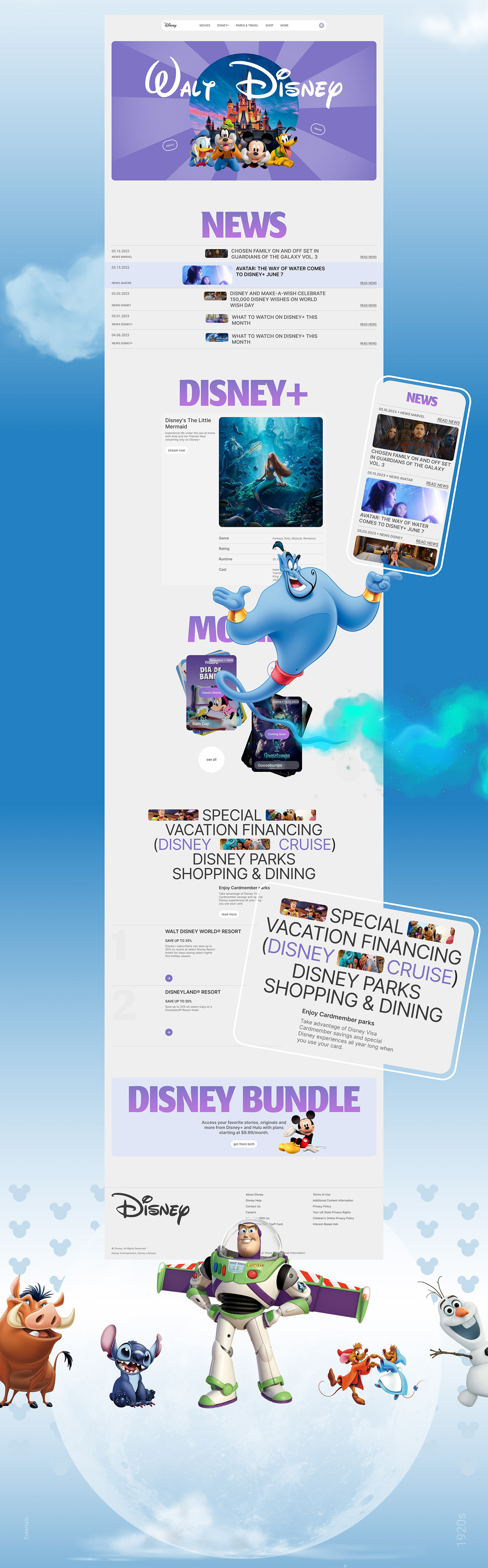 disney corporate website Web Design  UI/UX Walt Disney corporate redesign Figma user interface