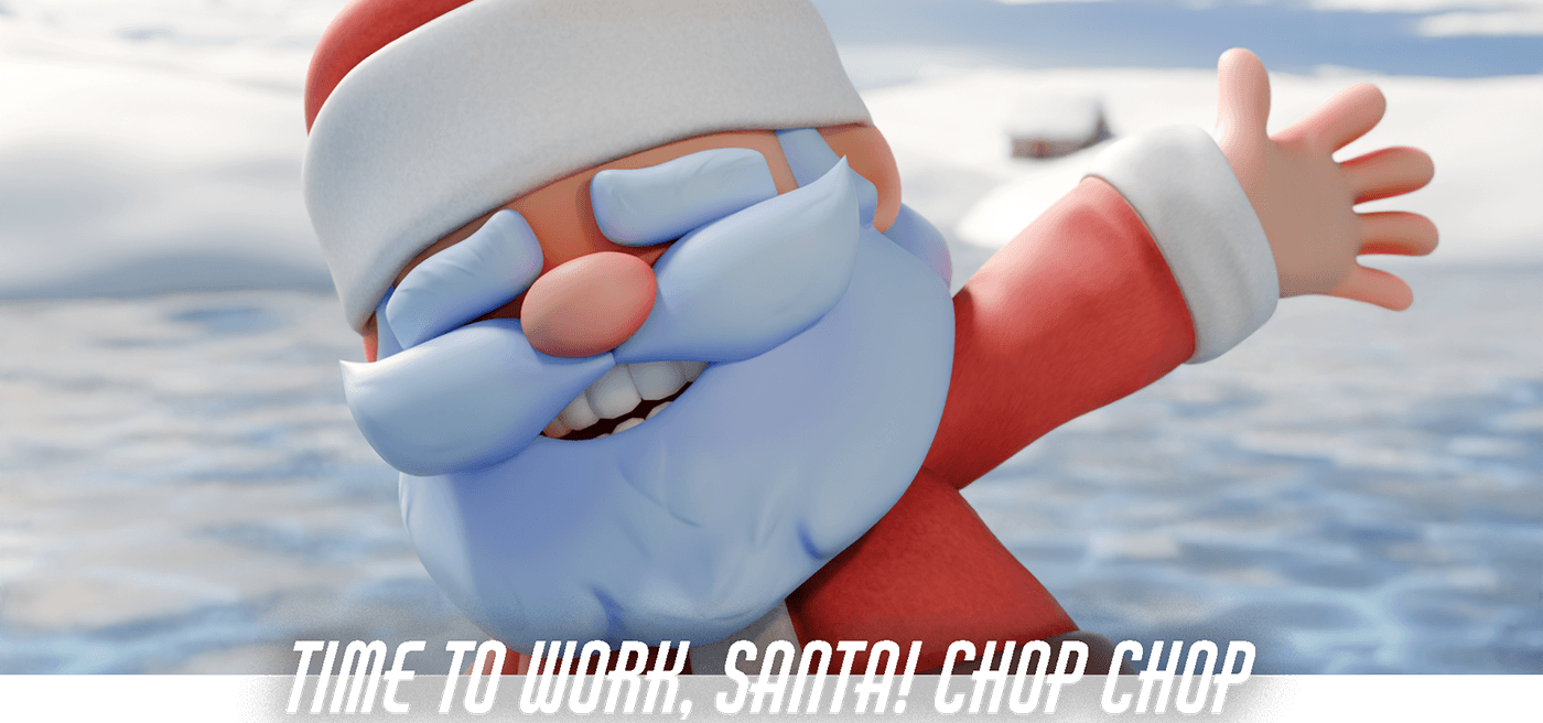 cartoon Christmas santa 3D animation  short film 3d modeling sculpting  humor cute
