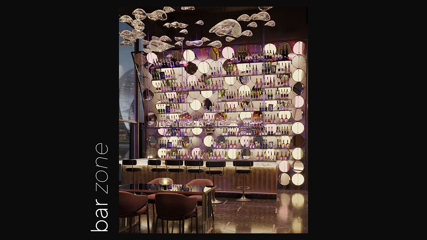 Render restaurant interior design  visualization 3ds max corona architecture 3D modern archviz