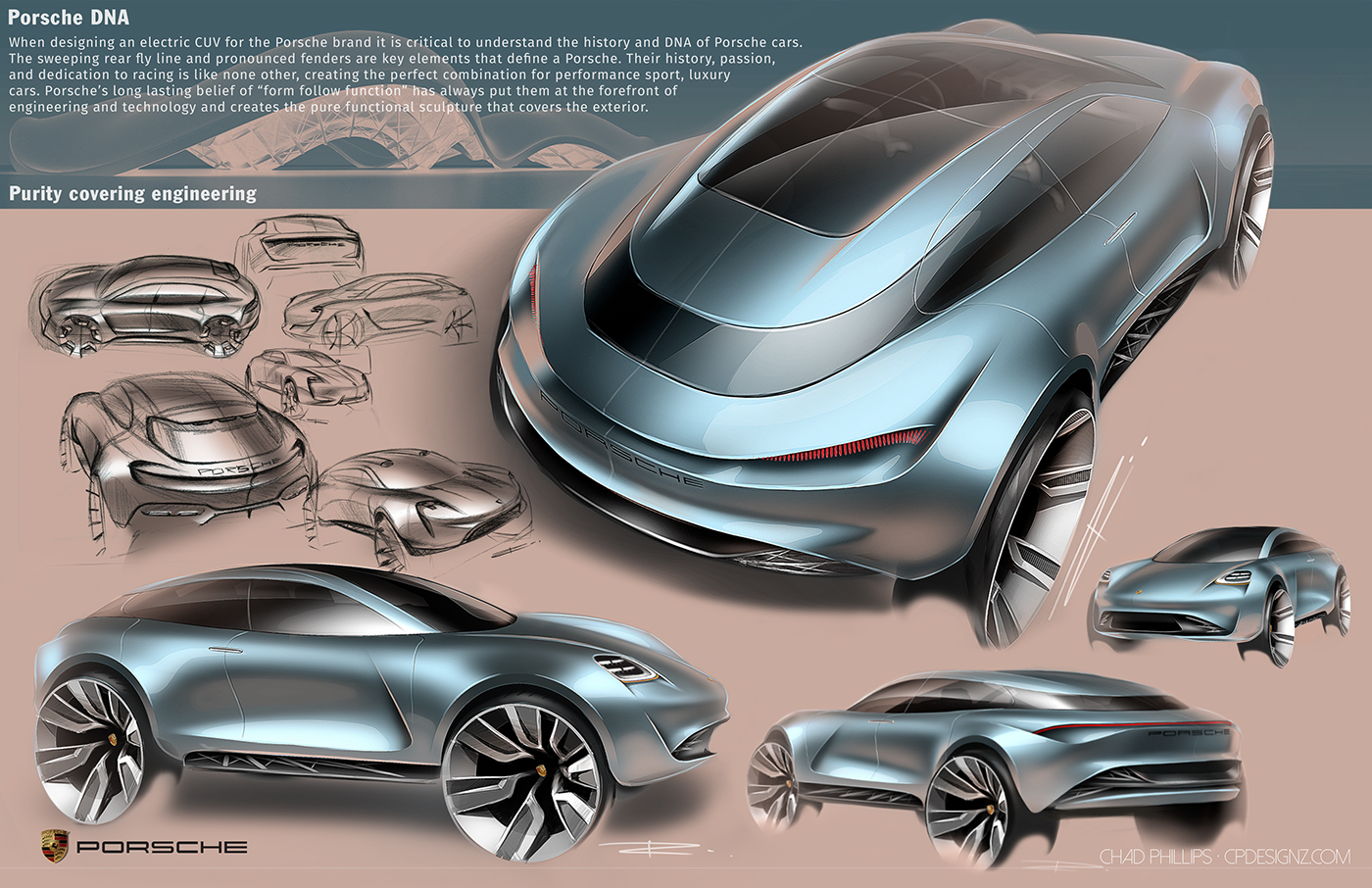 Porsche Transportation Design Automotive design concept design Mission E electric