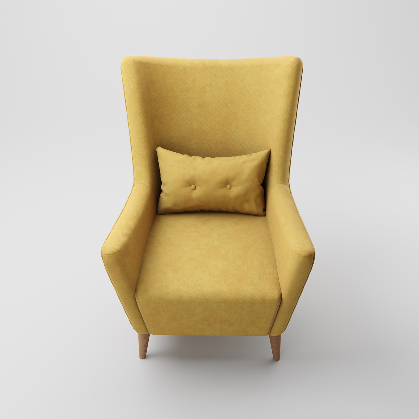 furniture chair 3D Render interior design  armchair pouf yellow studio velour