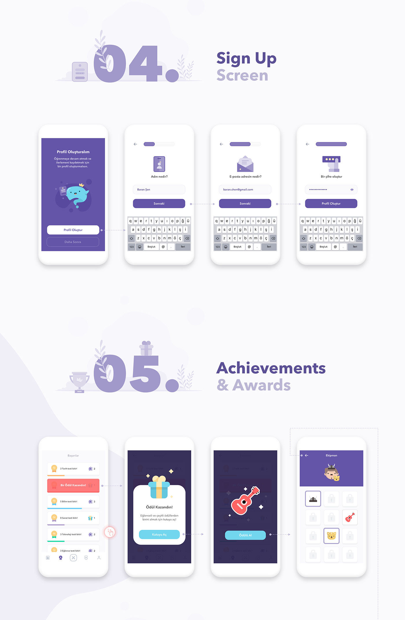 gamification mobile learning Usability Education creative minimal lessons game flat