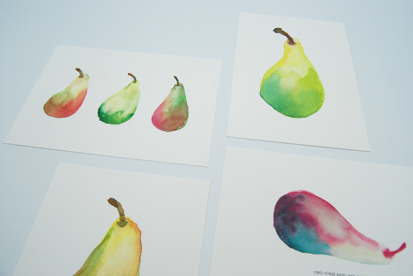 watercolor Pear Fruit postcard