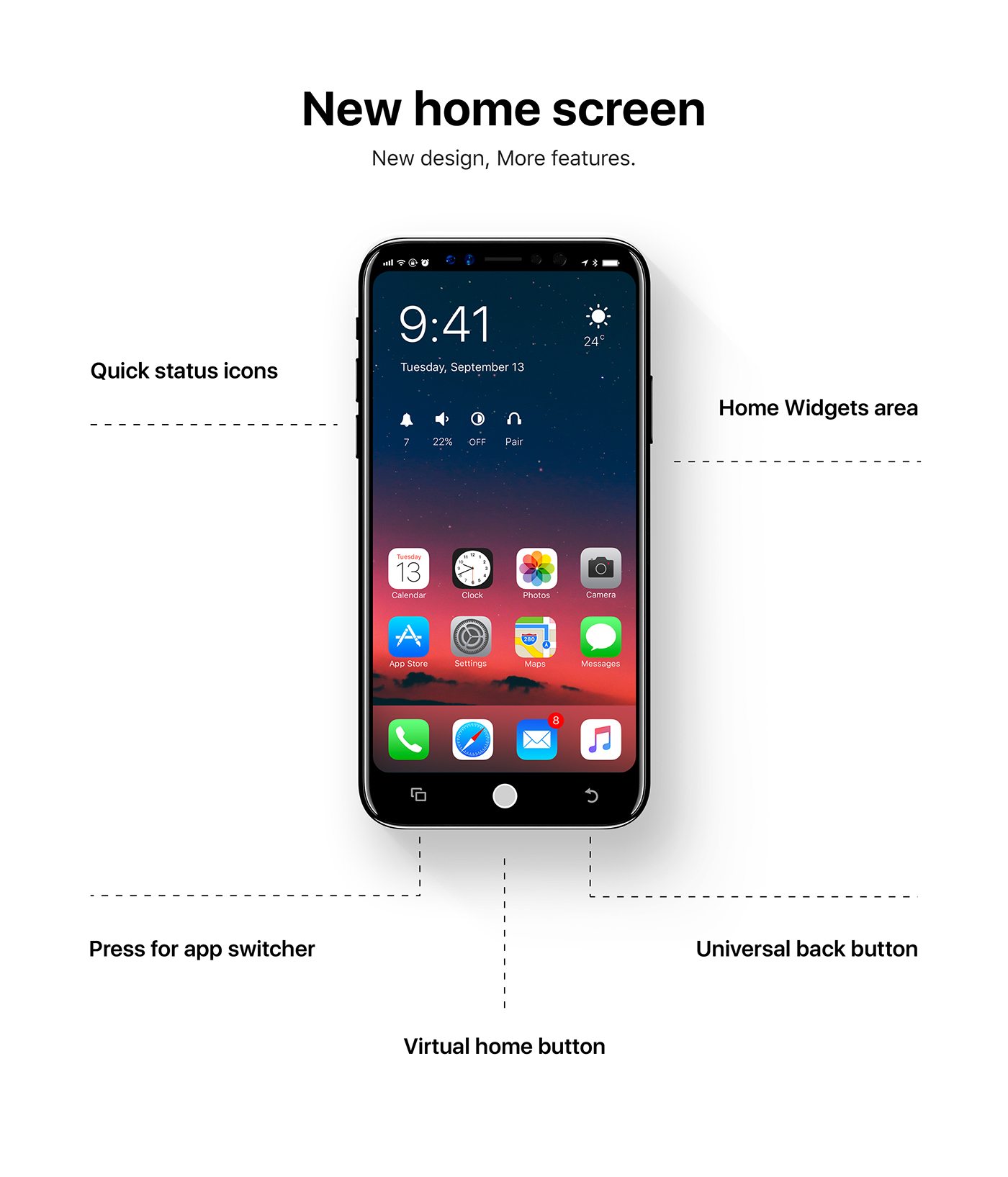 ios apple iphone iphone 8 concept ios 12 mobile UI\UX user interface iphone8