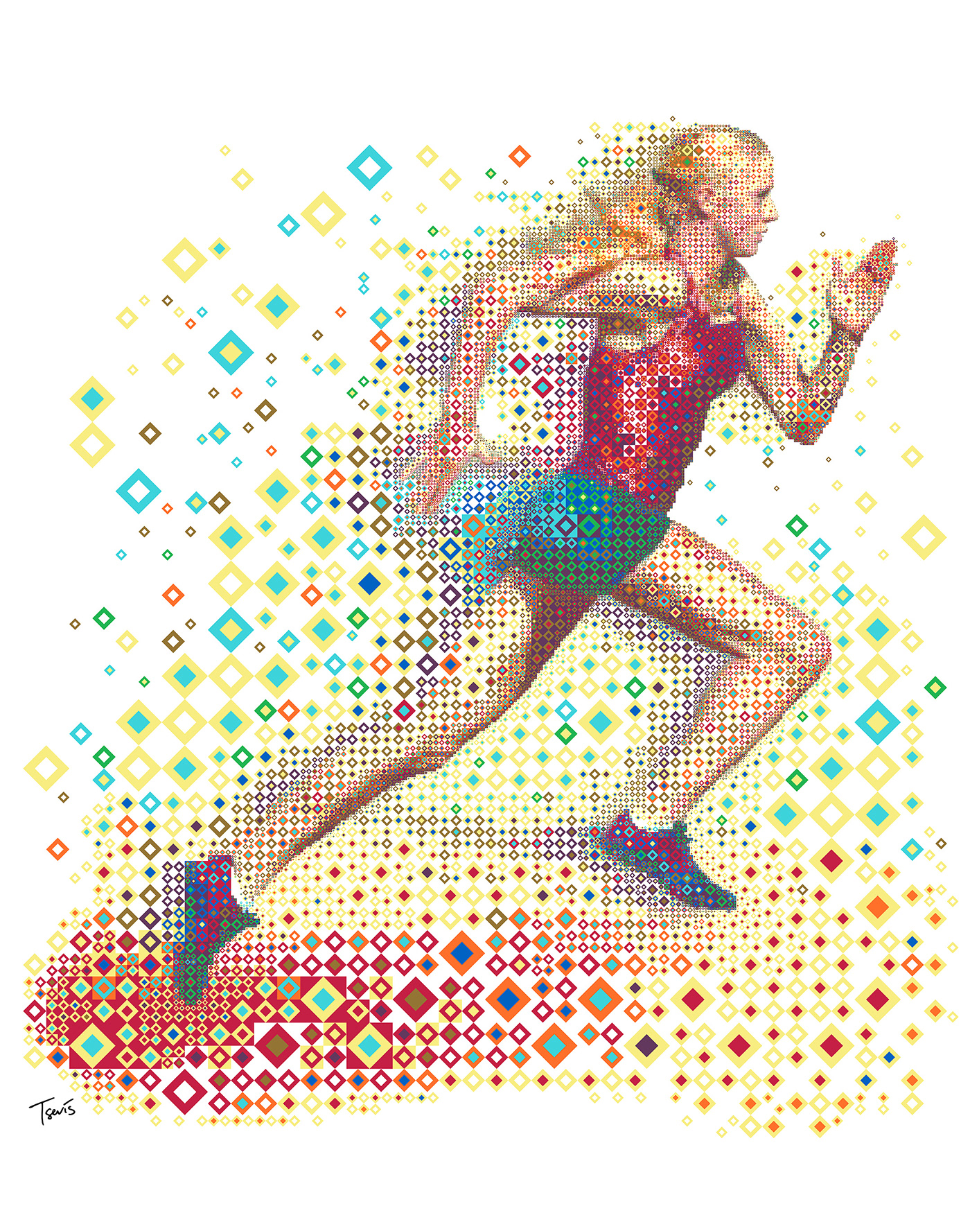 sports illustration yoga art Sports Design Digital Mosaic Olympics Nike adidas puma sports inspiration tennis art 