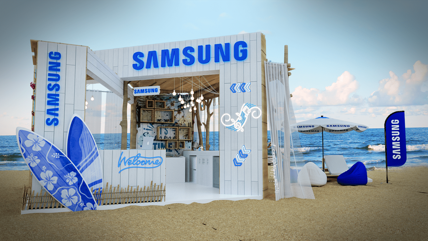 3D beach booth booth design design Exhibition  Exhibition Design  exhibition stand Render summer