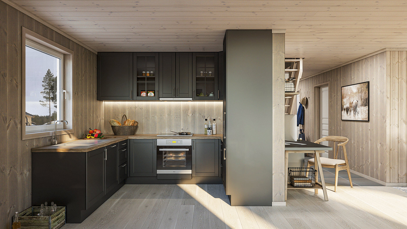 bathroom bedroom corona render  Cottage interior design  kitchen Light Mix living room visualisation