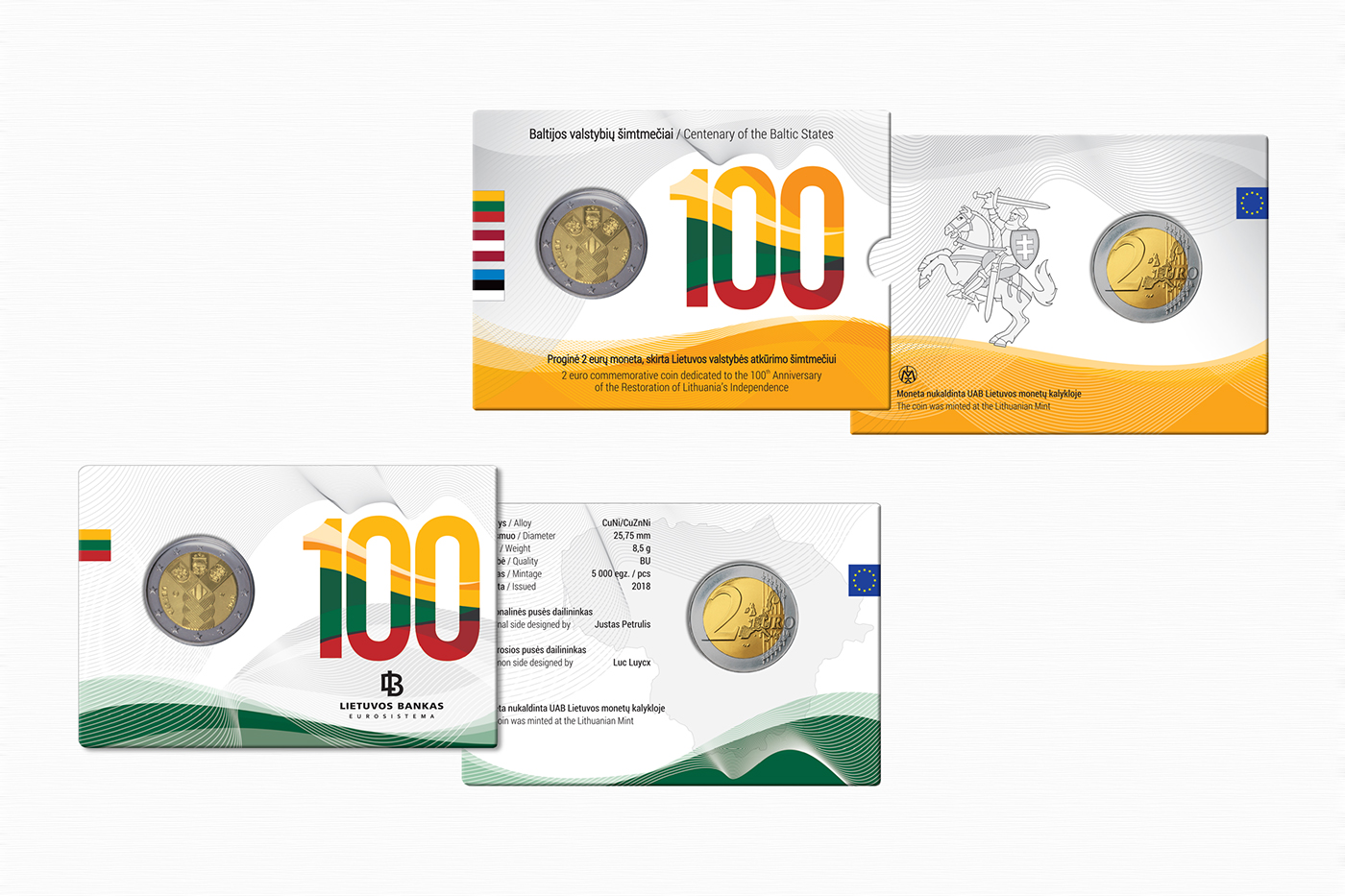 Monetos coins Lietuvai 100 euro vytis Simtmetis   LT100 LTU100 Baltics100 packaging design