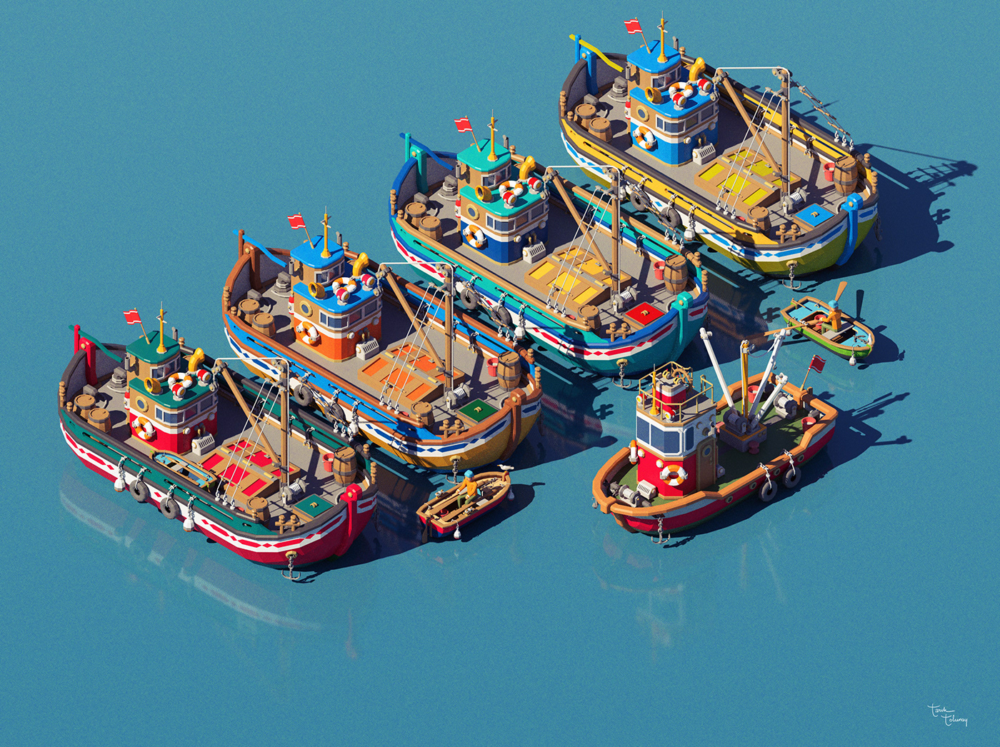 fishing boat ship nautical vessel isometric projection vector low-poly-modelling ILLUSTRATION  Icon istanbul SketchUP