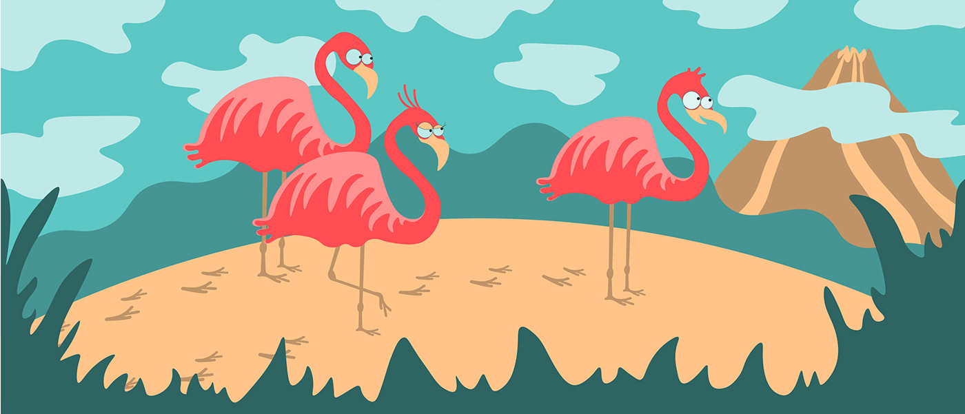 flamingo legend snakes volcano The clouds tropics SKY Chick water cartoon