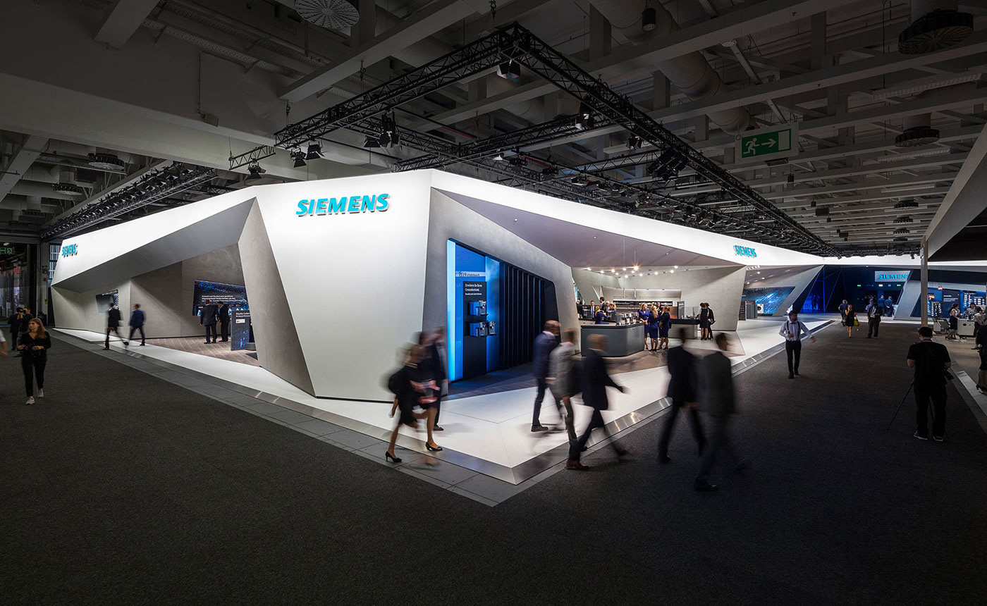 Siemens IFA IFA 2016 Schmidhuber Home Connect polygonal lighting edges futuristic sharp edges stand design