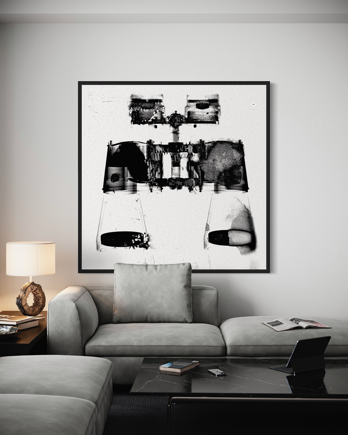 monochrome binoculars xray modern art graphic design  interior design  decor
