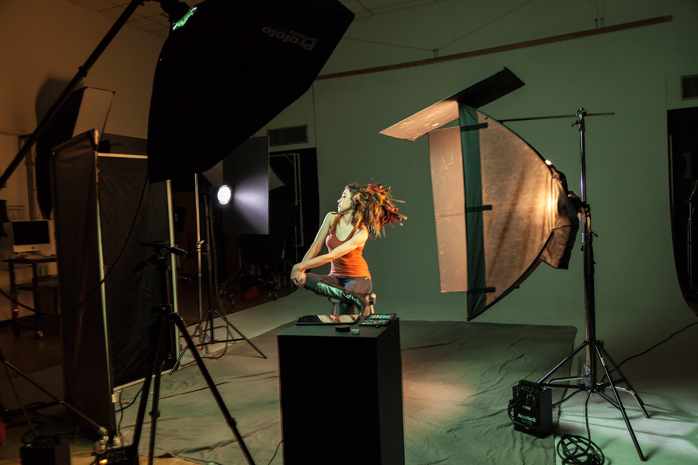 fire female headdress model studio lighting slow shutter digital effect photoshop lightroom CCAD columbus