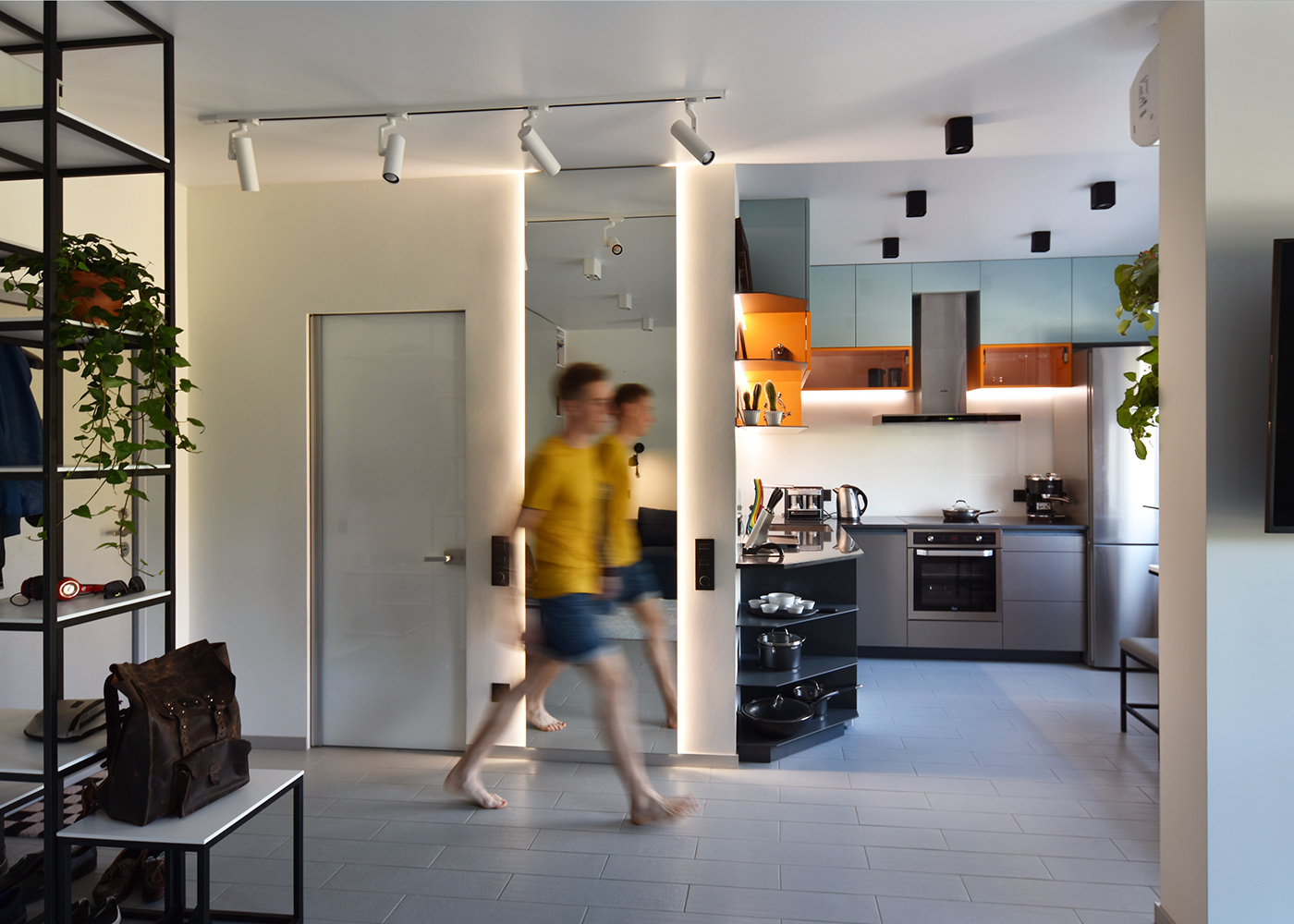 Modern interior kitchen living room