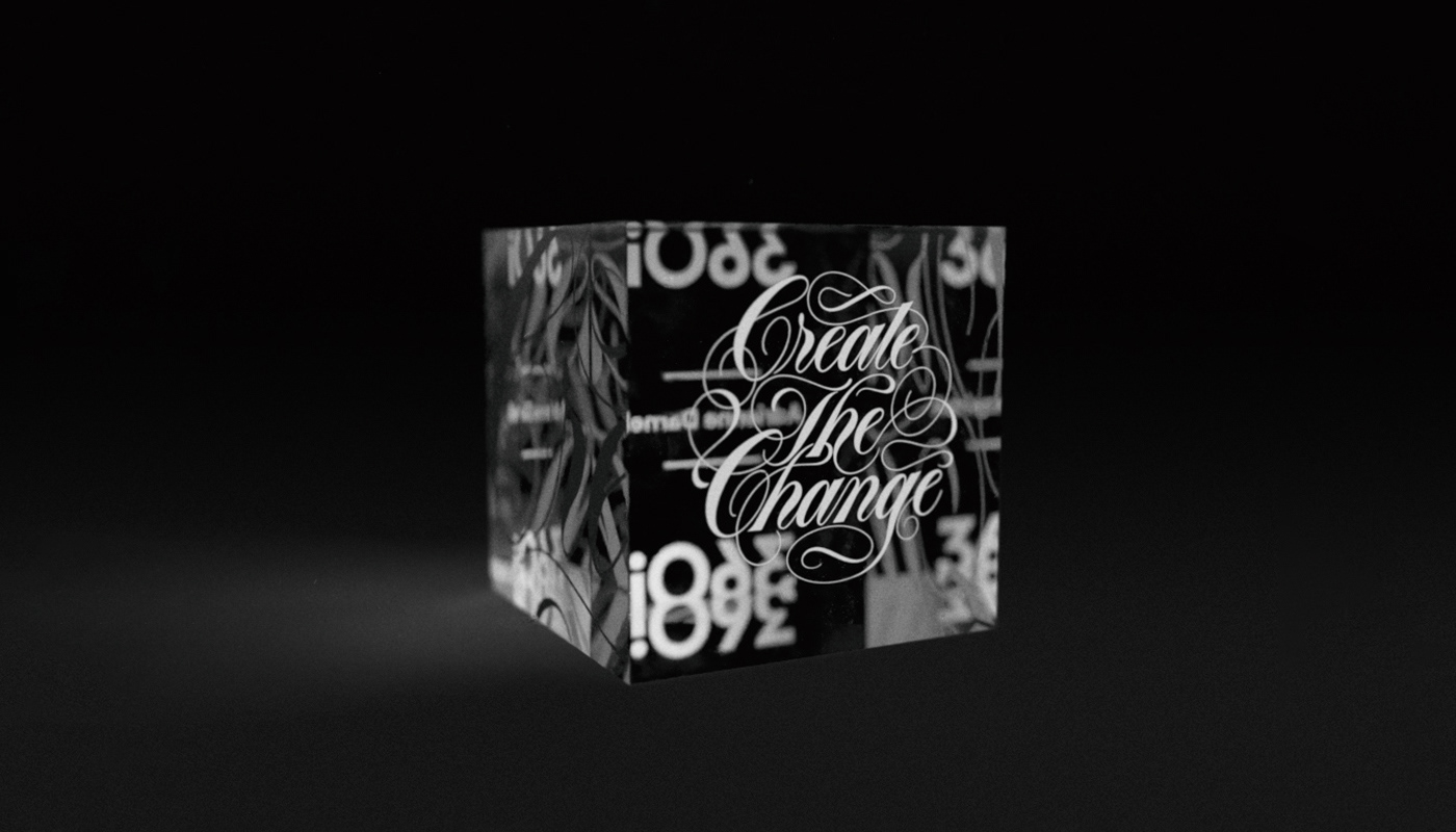 360i acrylic agency award create the change cube engraving etching laser trophy