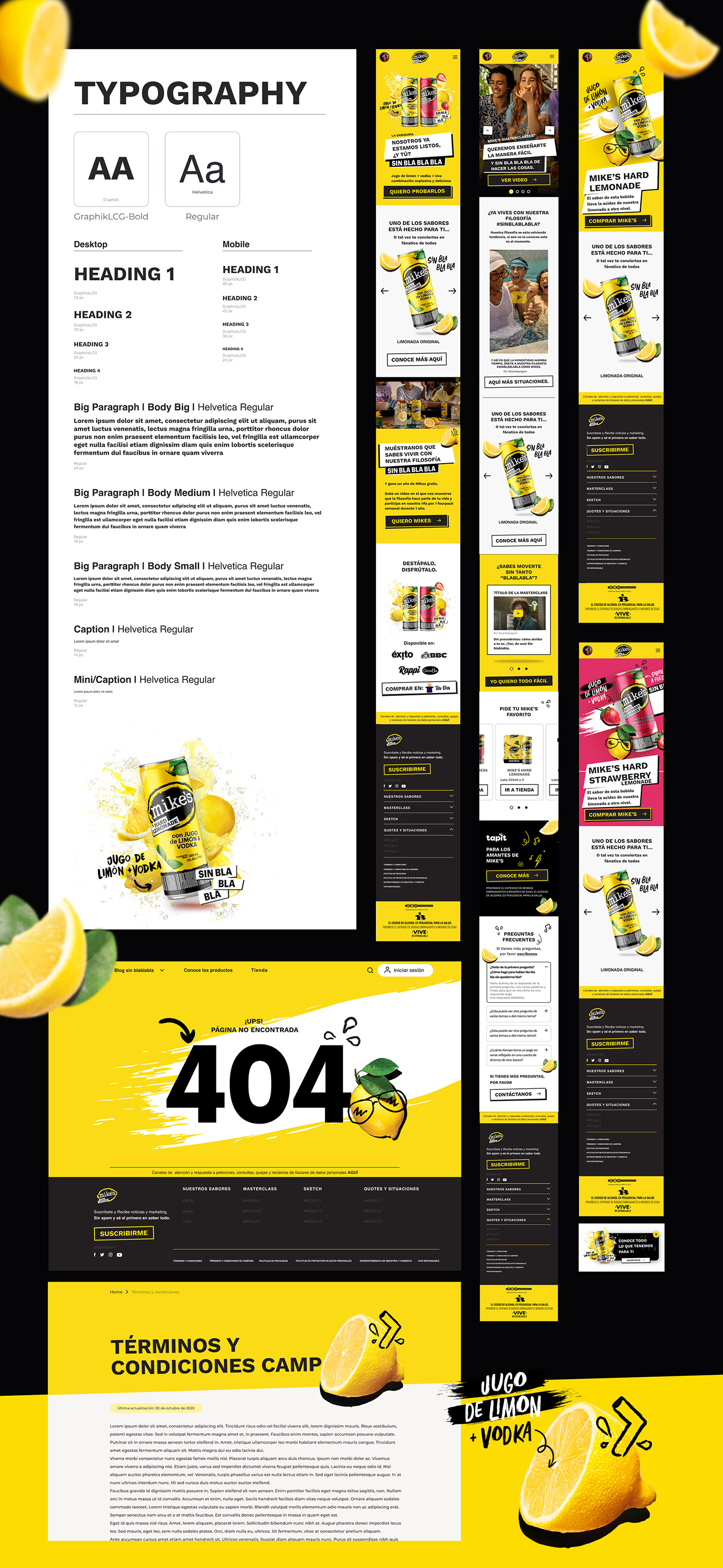 beverage brand identity design drink Figma Mikes Hard Lemonade UI user interface Web Design  Website