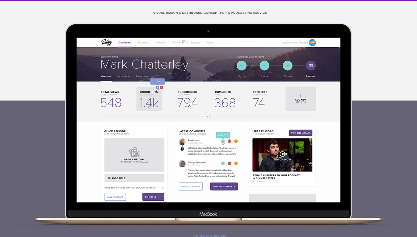 dashboard podcast dashboards purple Website UI ui design
