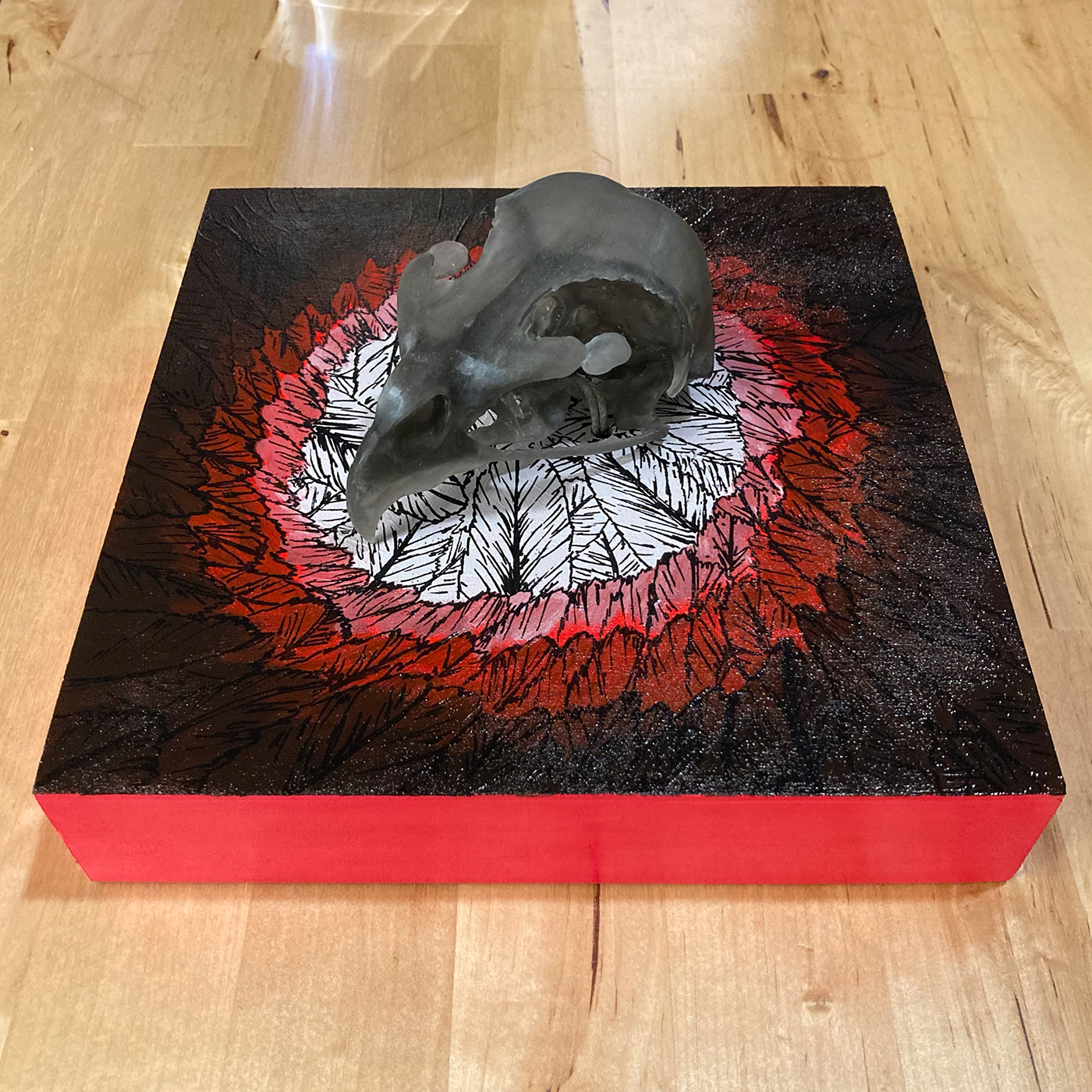 3d printing abstract acrylic on wood acrylic painting colorful painting   resin sculpture skull skull model