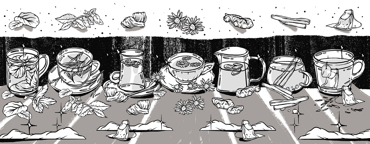 teas herbal tea Health art digital illustration Editorial Illustration editorial