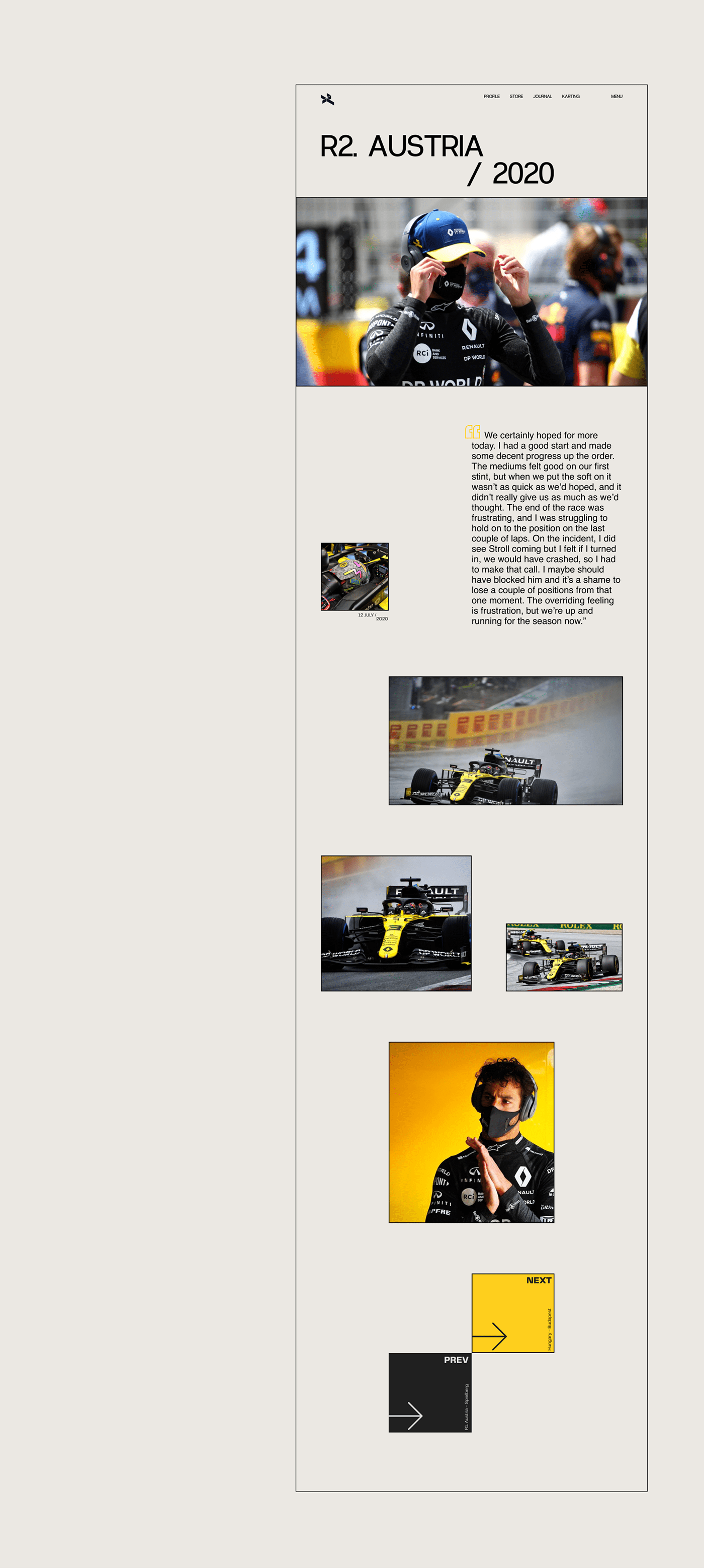 Daniel Ricciardo f1 Formula 1 Racing re-design ui design UX design ux/ui UX/UI Designer Webdesign