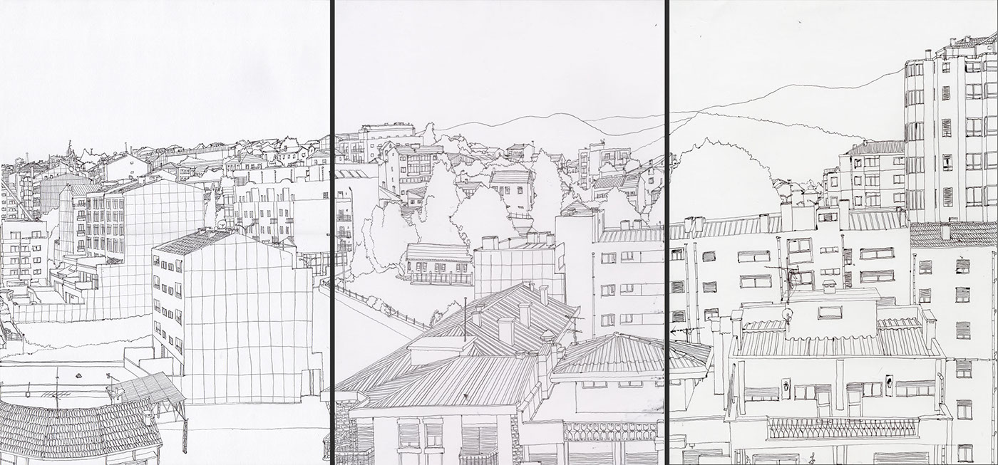 Drawing  Landscape Urban buildings architecture pen drawing desenho Paisagem urbano cityscape