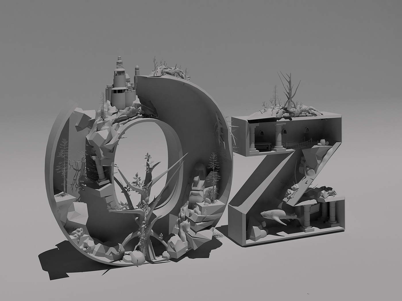 3D CGI OZ studio logo art digital modeling Landscape Magic   Sunrise tratamento Imagem game Production