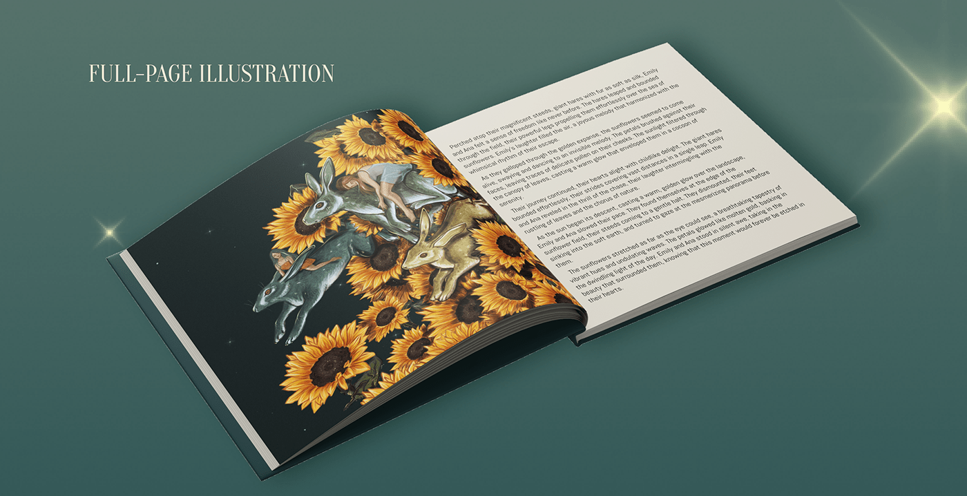 book digital illustration Procreate fantasy Sunflowers rabbit Flowers Picture book children's book