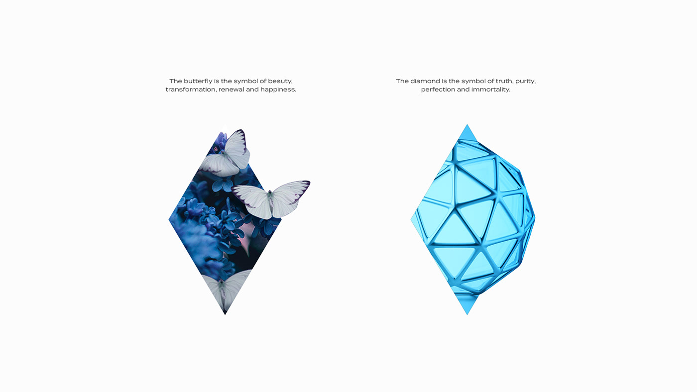 brand identity butterfly geometry gold jewelry logo minimal Packaging women
