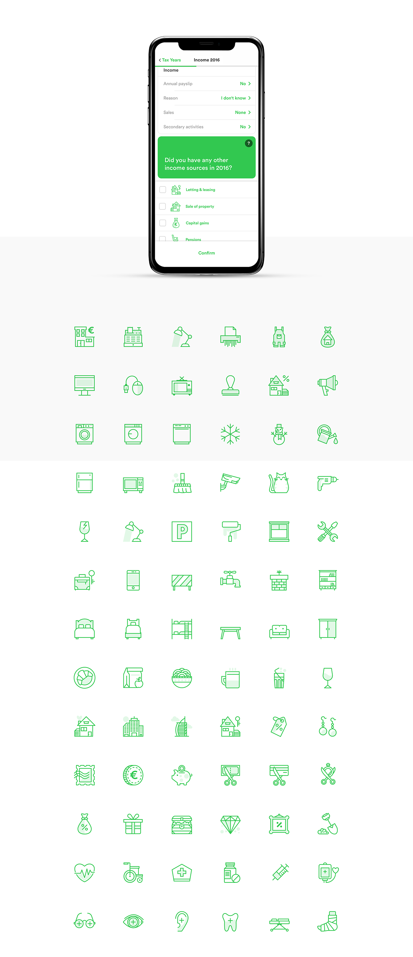 taxfix app tax icons pixel-perfect flat icon set lineart outline Startup